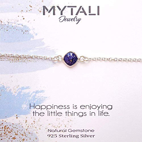 Enjoy The Little Things In Life Lapis Lazuli 925 Sterling Silver Bracelet 6-7 5 Inches