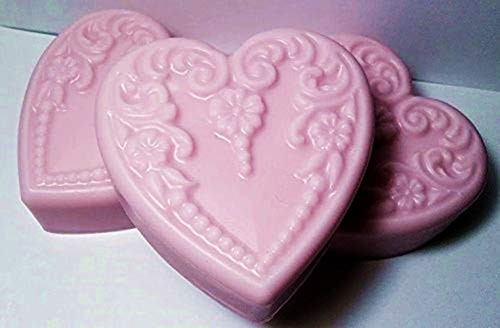 3 Pc Lg Heart shaped BlackRose Scented Soap Set - Shea Butter Goat Milk Soap