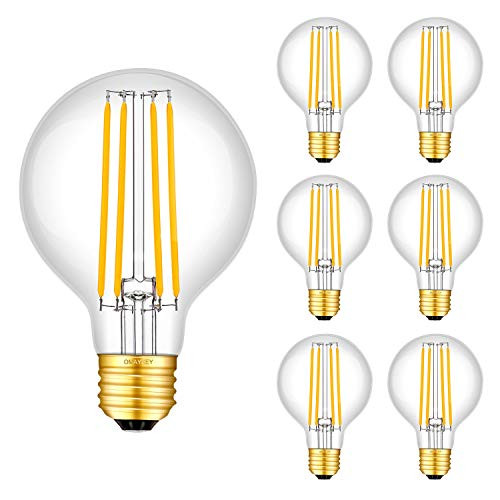 OMAYKEY 8W Dimmable LED Globe Bulb 80W Equivalent 800LM  2700K Warm White E26 Medium Base  Vintage Edison G80 Globe Clear Glass LED Filament Light Bul