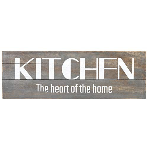 Soyo Hanging Wall Sign Rustic Wooden Wall Sign -Kitchen The Heart of The Home- Wood Wall Decoration?Gray