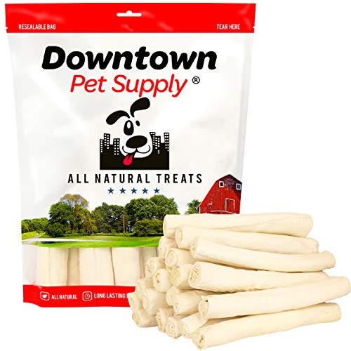 Downtown Pet Supply All Natural Bulk Rawhide Retriever Rolls Chew Treats  Long Lasting  Large Thick Cut Beef Rawhide -10-11 inches  20 Pack-
