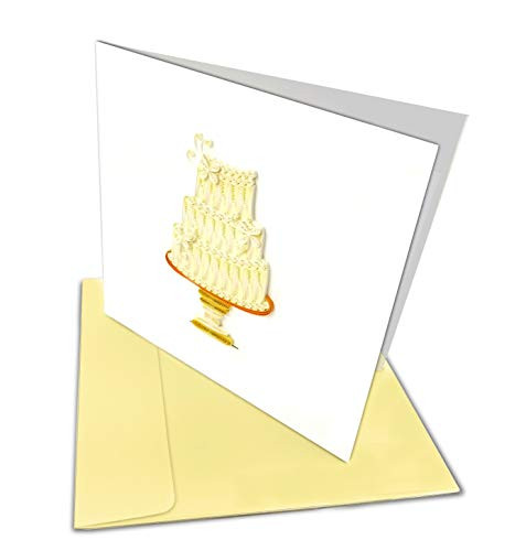 Wedding Cake Quilling Greeting Card  6x6 with Envelope  Blank Inside  Hand-made  Suitable for Framing