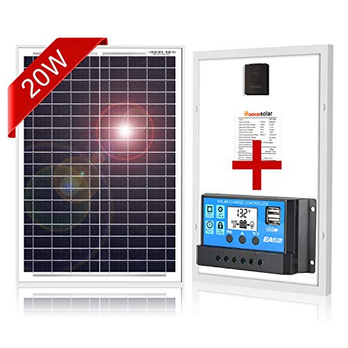 DOKIO 20W Polycrystalline Solar Panel with REGULADOR for 12volt Battery Charging  Boat  Caravan  RV -Portable-