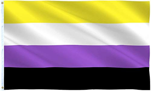Revonobi Non-Binary 3x5 Ft Flag LGBTQIA Pride - Vibrant Colors Nonbinary Pride Genderqueer Gender Identity Flags