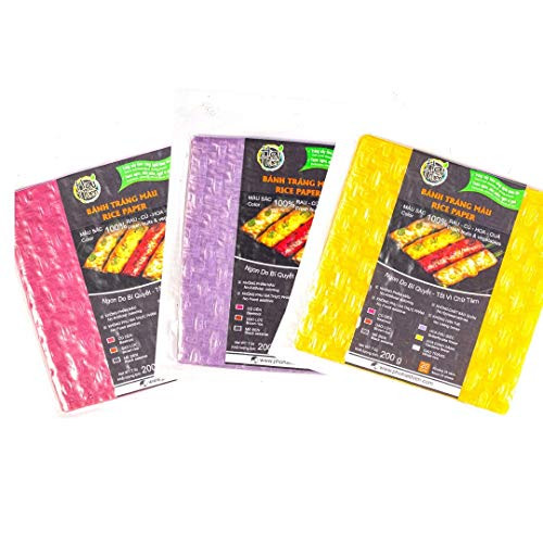 Hai Thien Rice Wrappers - Vietnamese Rice Paper Wrappers - Rice Wrappers for Spring Rolls- Spring Roll Wrappers -3 Pack Beetroot - Gardenia - Butterfl