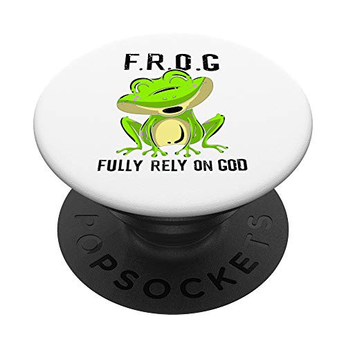 Cool F R O G  Fully Rely On God - Funny Christian Faith Gift PopSockets PopGrip Swappable Grip for Phones and Tablets