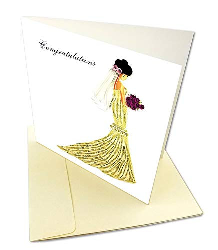 Lovely BrideCongratulations Wedding Quilling Greeting Card  6x6 with Envelope  Blank Inside  Hand-made  Suitable for Framing