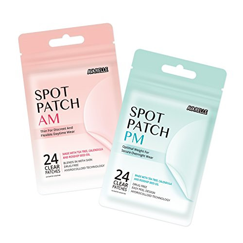 Acne Spot Patch AM-PM Daytime Absorbing Cover Patch Hydrocolloid  Tea Tree Calendula  Rosehip Seed Oil -AM-PM - 48 PATCHES-