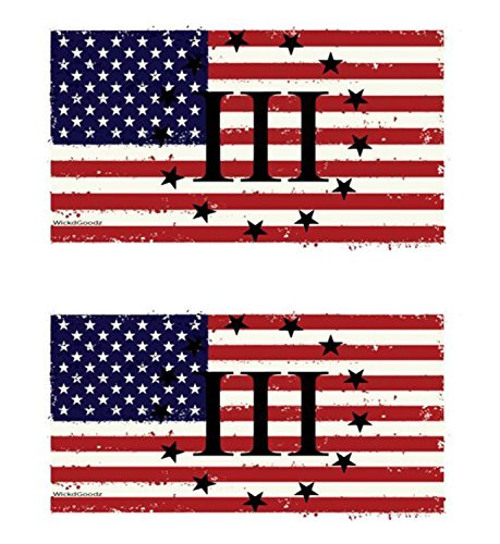 WickedGoodz 2pc American Flag III Percenter Decal and Refrigerator Magnet Set - Patriotic Bumper Sticker- Perfect 2nd Amendment Gift Set