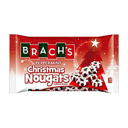 Brachs -1- bag Peppermint Christmas Nougats - Handmade Holiday Nougat Candy with Christmas Tree Design - Net Wt  8 5 oz