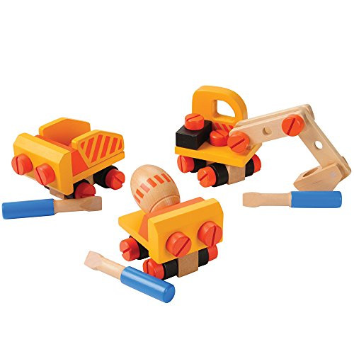 CP Toys Wooden Put-Together Construction Trucks with Screwdrivers / 3 Pcs.
