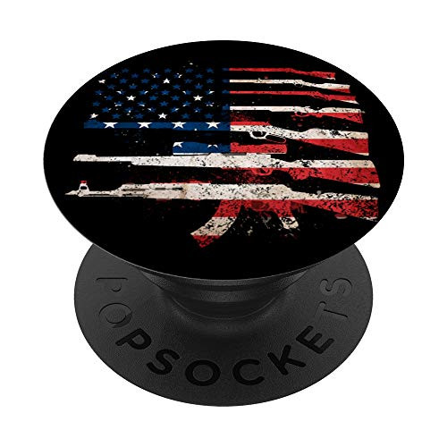 USA Flag Guns Weapons Rifles 2A Amendment Fathers Day Gift PopSockets PopGrip Swappable Grip for Phones and Tablets