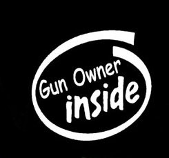 Creative Concept Ideas Gun Owner Inside Decal Vinyl Sticker-Cars Trucks Vans Walls Laptop- White -5 5 x 5 in-CCI1036