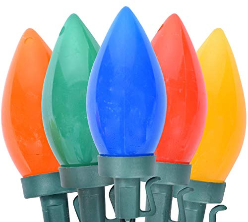 Holiday Essence C9 LED Christmas String Lights, Multi Colored Bulbs, Green Wire, for Indoor and Outdoor Decorative Use - 25 Count, UL Listed