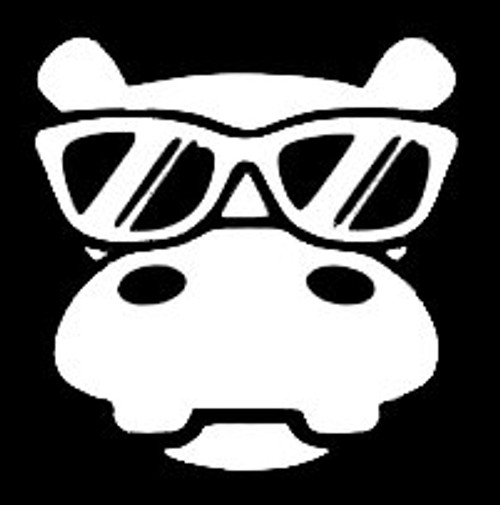 LLI Hipster Hippo - Decal Vinyl Sticker - Cars Trucks Vans Walls Laptop - White -5 5 x 5 4 in - LLI878 LLI Hipster Hippo - Decal Vinyl Sticker - Cars Trucks Vans Walls Laptop - White -5 5 x 5 4 in - LLI878