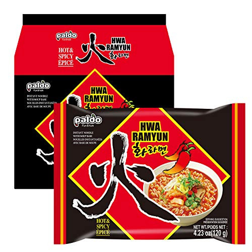 Paldo Fun and Yum Hwa Ramen Extra Hot and Spicy Instant Noodles with Spicy Broth  Best Oriental Style Korean Ramyun  Spicy Ramen Challenge  K-Food  ?? ???