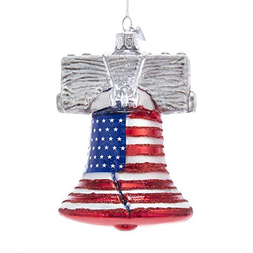 Kurt Adler Noble Gems Liberty Bell Glass Hanging Ornament  4 25 inches Tall