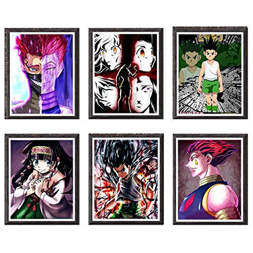 Digital Anime Art Poster Hunter X Hunter Darkness Gon Hisoka Killua Alluka Fabric Canvas Art Prints for Living Room Decoration 8 x 10 Inches No Frame