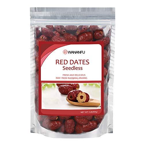 Big Dried Red Dates Seedless From Ogigin Place Ruoqiang Natual Dried CHINESE DATES No Sugar Added- Superfoods Dried JUJUBE DATES 1lb Bag
