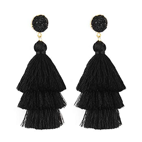Tassel Earrings Drop Dangle Bohemian Colorful Layered Tiered Thread Fringe Stud Earrings Tassel Earrings Drop Dangle Bohemian Colorful Layered Tiered Thread Fringe Stud Earrings