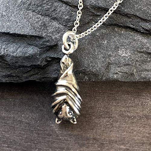 Sterling Silver Petite Hanging Bat Charm Pendant Necklace  18