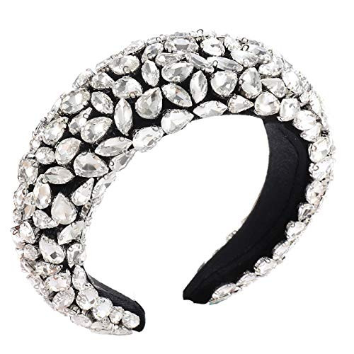 XOCARTIGE Rhinestone Velvet Padded Headbands for Women Baroque Crystal Embellished Hairbands Statement Bejewelled Headbands Wide Hair Hoop for Bridal XOCARTIGE Rhinestone Velvet Padded Headbands for Women Baroque Crystal Embellished Hairbands Statement Bejewelled Headbands Wide Hair Hoop for Bridal