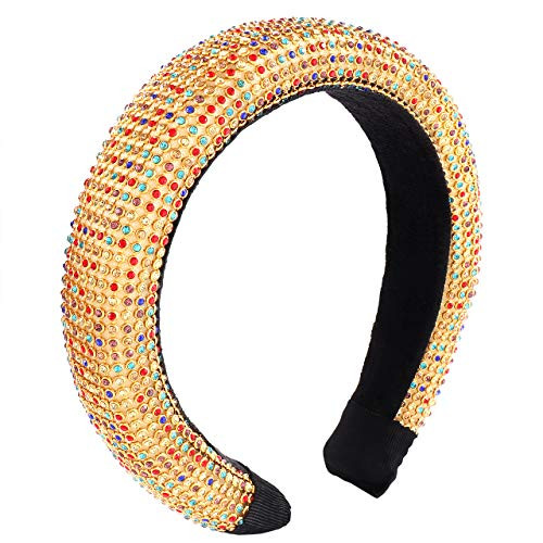 CEALXHENY Padded Crystal Rhinestone Headbands for Women Girls Wide Bejewelled Hairbands Sparkling Rhinestone Embellished Velvet Headbands Hair Hoop Tr CEALXHENY Padded Crystal Rhinestone Headbands for Women Girls Wide Bejewelled Hairbands Sparkling Rhinestone Embellished Velvet Headbands Hair Hoop Tr