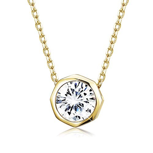 Sllaiss Sets With Swarovski Zirconia Sterling Silver Solitaire Pendant Necklace for Women Round-Cut CZ Necklace Chain Jewelry Gift -2 cttw-  18