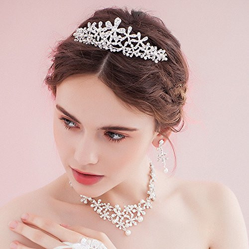 FXmimior Bridal Wedding Crown Bridal Headpiece Princess Tiara Weddings Hair Crystals Accessories