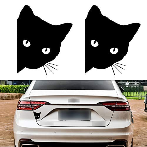 TOMALL 2PCS 5 9 Cat Peeking Car Stickers Cat Watching Vinyl Reflective Decals Waterproof Funny Self-Adhesive for Car Window Bumper Laptop Motorcycle