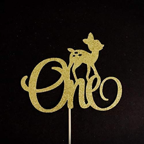 Atelier Elegance Deer One Cake Topper  Oh Deer 1st Birthday Cake Topper  Deer Baby Party  Woodland 1