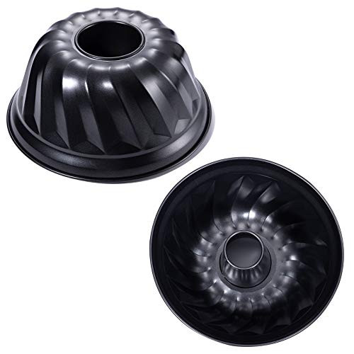 KITESSENSU 9 inch Non-Stick Bundt Pans  Premium Fluted Cake Pans for baking  Heavy Duty Carbon Steel Tube Pan Baking Mold Set of 2