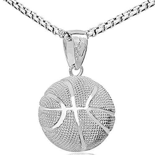 AILUOR Fashion Basketball Pendant Necklace Stainless Steel Chain Hip Hop Sports Necklace Fitness Jewelry -Silver- AILUOR Fashion Basketball Pendant Necklace Stainless Steel Chain Hip Hop Sports Necklace Fitness Jewelry -Silver-