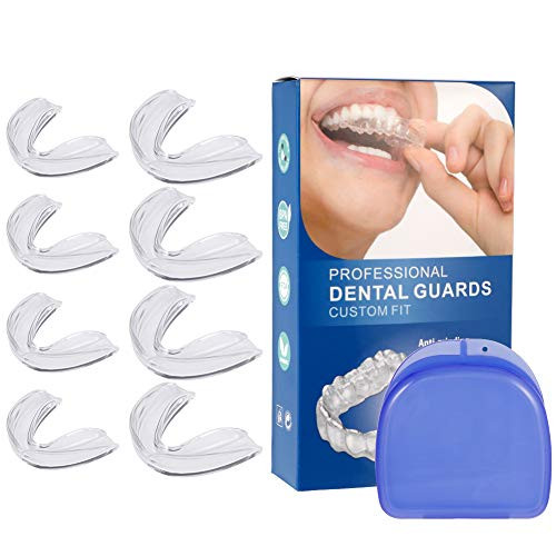 8 Pack Mouth Guard for Grinding Teeth  2 Sizes Moldable Mouth Guard Anti Grinding Dental Night Guard for Teeth Clenching Bruxism  Sport Athletic  Whit