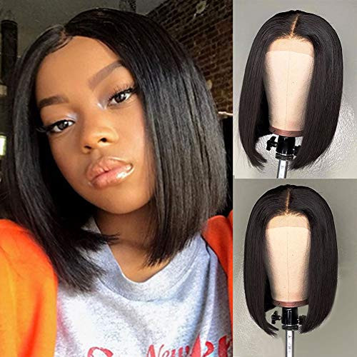 10A Short Straight Bob Wigs Human Hair Lace Front Wigs 150 Density 4x4 Lace Front Wigs Human Hair Pre Plucked Bob Wigs For Black Women -8 inch-