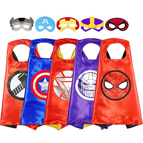 Superhero Capes with Masks Dress up Role Play Cosplay Costume Halloween Christmas Birthday Party Supplies for Kids -Thanos 5 Sets- Superhero Capes with Masks Dress up Role Play Cosplay Costume Halloween Christmas Birthday Party Supplies for Kids -Thanos 5 Sets-