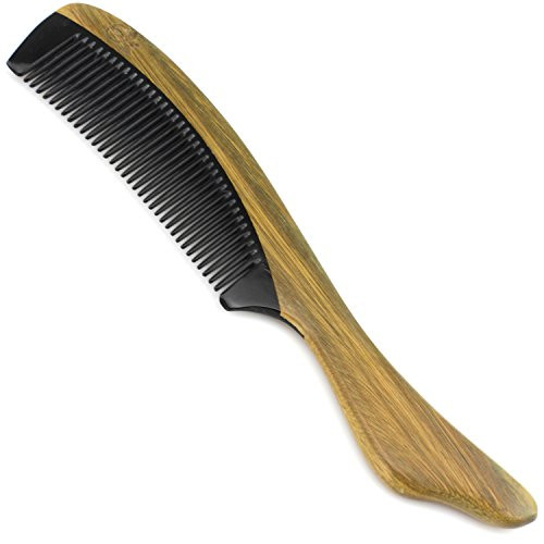 Evolatree Horn and Wooden Comb for Hair - Handmade Natural Wood Combs with Anti-static and No Snag - Smoothing Comb  Fine Tooth  Flow  7