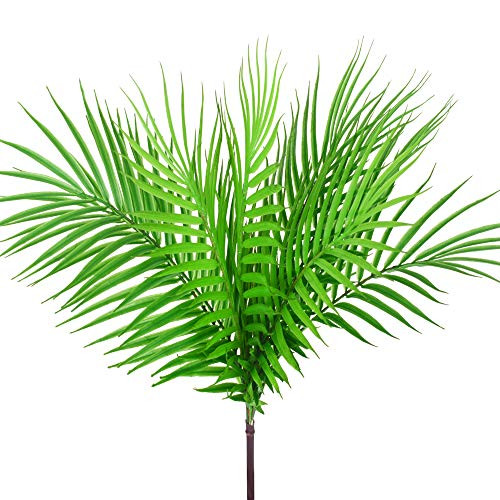 Artificial Palm Tree Leaves Plant Outdoor UV Resistant Faux Palm Frond Imitation Artificial Tropical Plants Greenery Flowers for Home Kitchen Party We