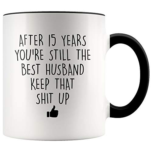YouNique Designs 15 Year Anniversary Coffee Mug for Him  15 Ounces  15th Wedding Anniversary Cup For Husband  Fifteen Years  Fifteenth Year  15th Year