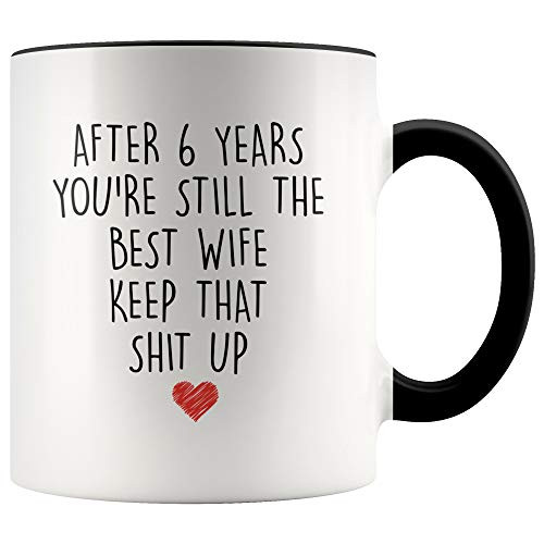 YouNique Designs 6th Anniversary Mug for Wife  11 Ounces  6 Year Anniversary Coffee Cup  Steel Anniversary  Six Year Mug for Her