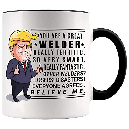 YouNique Designs Welder Coffee Mug  11 Ounces  Trump Mug  Funny Welding Cup -Black Handle-