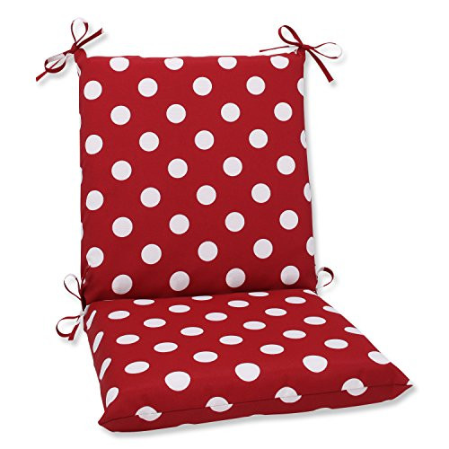 Pillow Perfect Indoor/Outdoor Red/White Polka Dot Chair Cushion, Squared