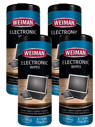 Weiman Electronic Screen Cleaner Wipes - 4 Pack - Non Toxic Safely Clean Your Laptop  Computer  TV  and All Electronic Equipment - Electronic Wipes -