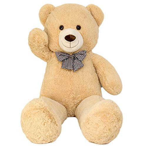 Teddy Bear Plush Toy 47 in-120cm Cuddly Stuffed Animals Teddy Bear Doll Kids Gift for Valentines Girlfriend Light Brown