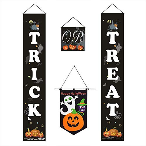 Halloween Banner Trick or Treat Banner Halloween Hanging Sign for Halloween Outdoor Decoration  Waterproof Sun Resistant