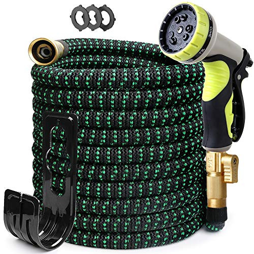 PUUKU 50FT Expandable Garden Hose  Kink Free Water Hoses with 9 Functions Nozzle  Flexible Hose Outdoor Yard Hose Lightweight Expanding Garden Hoses