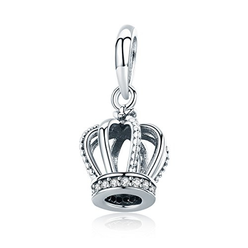 WOSTU My Princess Charms 925 Sterling Silver Queen Crown Dangle Charms for Bracelets Women Girls Charms