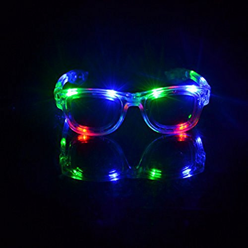 1 Pair of LED Flashing Light Up Party Retro Aviator Glasses Shades -Multi Color-
