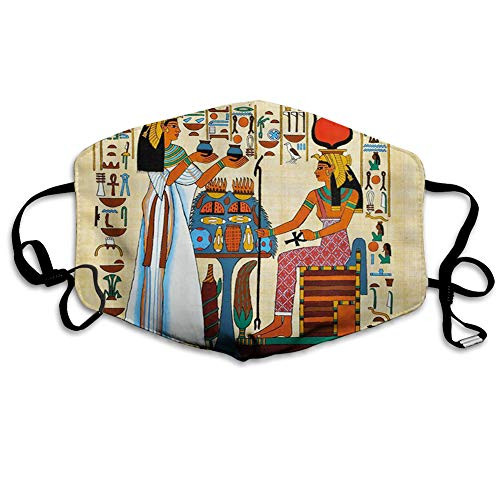 Comfortable Printed mask  Papyrus Design with Elements of Ancient Egyptian History Antique Artful Illustration Windproof Facial decorations for man an