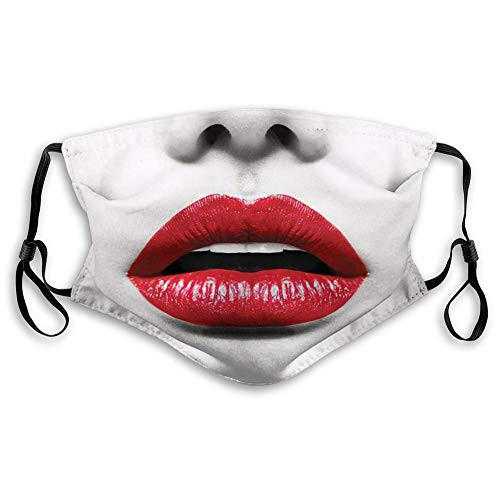 Comfortable Printed mask Red and Black  Cosmetic Lipstick in Vivid Alluring Colors Photo of Model Lips Scarlet Pale Grey Windproof Facial decorations